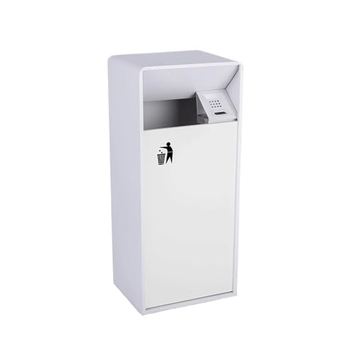 CFY652 Mülltonne 19L/40L Outdoor-Abfallkorb, weißer quadratischer Metall-Abfallkorb mit seitlicher Öffnung, moderner kommerzieller Abfallkorb (mit Aschenbecher) Garbage Bin(Mittel) von CFY652