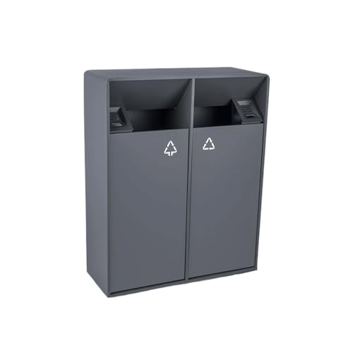 CFY652 Mülltonne 38L/80L Mülltonne for den Außenbereich, Doppelfässer, Grauer, quadratischer Metall-Mülleimer, moderner, gewerblicher Mülleimer for den Haushalt (mit Aschenbecher) Garbage Bin(Mittel) von CFY652