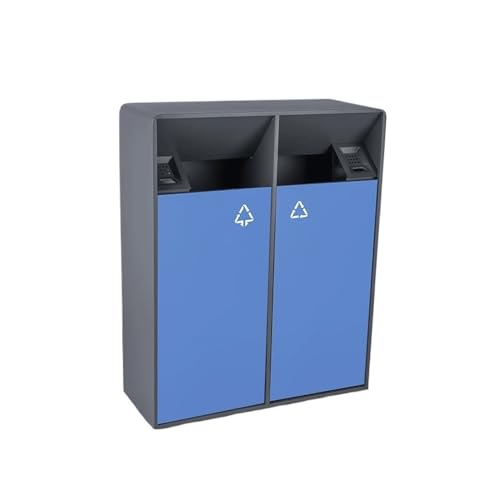 CFY652 Mülltonne 38L/80L Outdoor-Mülltonne, doppelte Fässer, quadratische Blaue Metall-Mülltonne, Moderne, kommerzielle, große Mülltonnen for den Haushalt Garbage Bin(Mittel) von CFY652