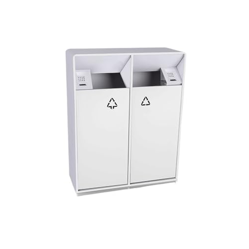 CFY652 Mülltonne 38L/80L Outdoor-Mülltonne Doppelfass weiße quadratische Metall-Mülltonne, Moderne Haushalts-Mülltonne (mit Aschenbecher) Garbage Bin(Groß) von CFY652