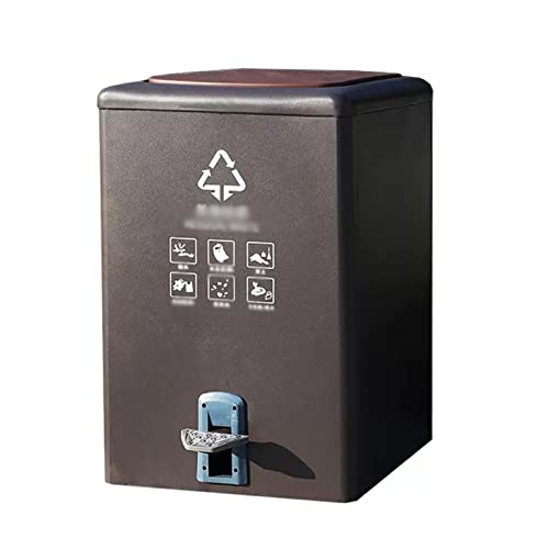 CFY652 Mülltonne Fußbetätigter Mülleimer mit Deckel, Outdoor-Mülleimer, kommerziell klassifizierter Mülleimer mit großem Fassungsvermögen, 100 l/26,4 Gallonen Garbage Bin(Dark Brown) von CFY652