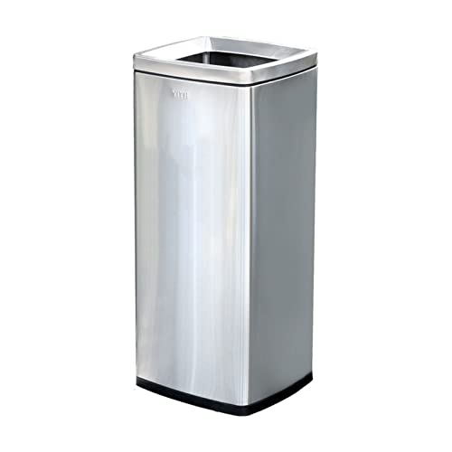 CFY652 Mülltonne Mülleimer aus gebürstetem Edelstahl, 30 l/7,9 Gallonen, for den Innen- und Außenbereich, offener gewerblicher Abfallbehälter aus Edelstahl, Silber Garbage Bin von CFY652