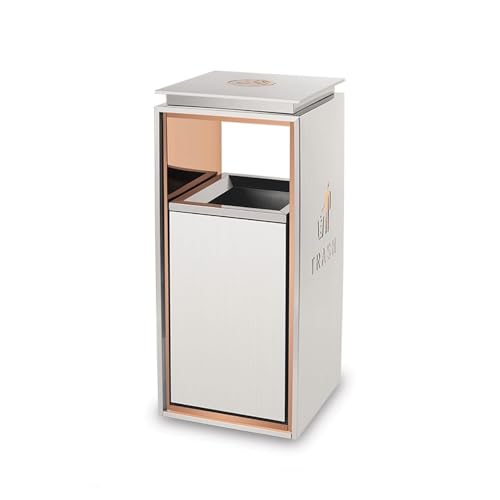 CFY652 Mülltonne Mülleimer for den Innen- und Außenbereich, quadratischer Metall-Mülleimer mit Zwei seitlichen Öffnungen, moderner, kommerzieller Mülleimer for den Haushalt, weiß Garbage Bin(Groß) von CFY652
