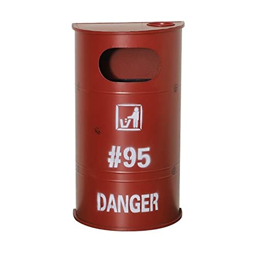 CFY652 Mülltonne Mülleimer im Industriestil, kreativer D-förmiger Mülleimer aus Eisen mit Aschenbecher, Alter Mülleimer im Vintage-amerikanischen Stil for Zuhause, Bar und Restaurant Garbage Bin(Red) von CFY652