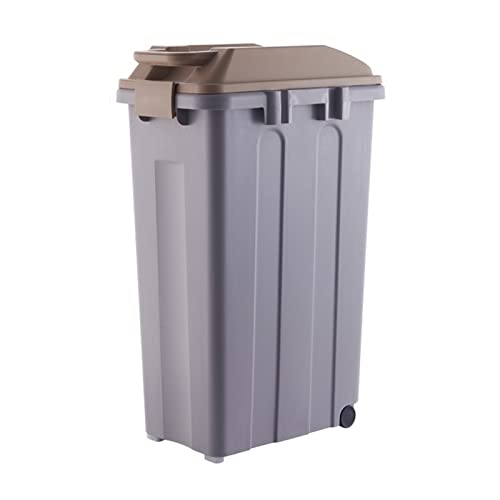 CFY652 Mülltonne Mülleimer mit Deckel, klassifizierter Mülleimer mit großem Fassungsvermögen, 25/35/45 l Mülleimer mit 2 Rädern, for den Innen- und Außenbereich Garbage Bin(35L,Light Brown) von CFY652