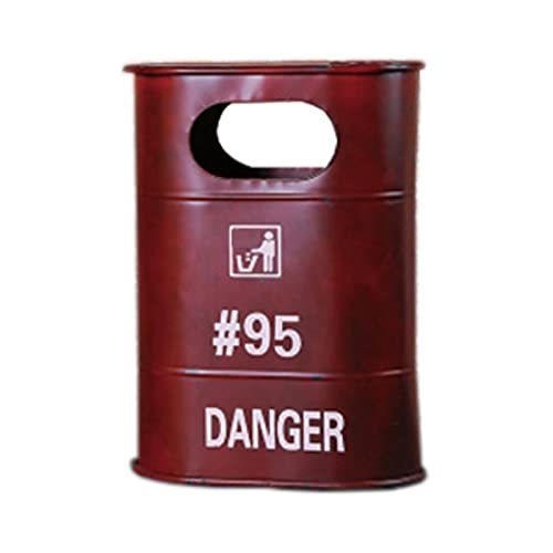 CFY652 Mülltonne Retro-Industrie-Mülleimer, geschmiedeter Eisen-Mülleimer mit Aschenbecher Oben, kreativer Dekorations-Mülleimer for Heimrestaurants und Bars usw Garbage Bin(Red) von CFY652