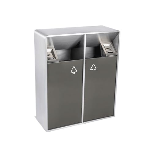 Mülltonne 38L/80L Mülltonne for den Außenbereich, Doppelfässer, quadratische Metall-Mülltonne in zwei Farben, moderne kommerzielle Mülltonnen for den Haushalt (mit Aschenbecher) Garbage Bin(Mittel) von CFY652