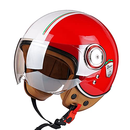 CFZWJ 3/4 Offener Motorrad Halbhelm, ECE-Zugelassener Retro Moped Helm für Erwachsene Jet Pilot, Modischer Antikollisionshelm für Männer und Frauen, Geeignet für Roller Cruiser Chopper ATV von CFZWJ