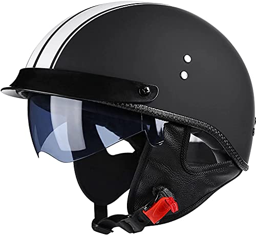 CFZWJ Retro Halbschale Jet Motorrad-Helm Mit Sonnenblende ECE-Zertifiziert Unisex für Scooter Cruiser Chopper Moped Half Face Helm von CFZWJ