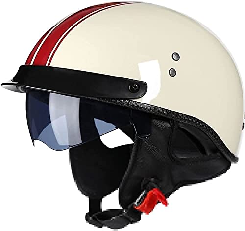 CFZWJ Retro Halbschale Jet Motorrad-Helm Mit Sonnenblende ECE-Zertifiziert Unisex für Scooter Cruiser Chopper Moped Half Face Helm von CFZWJ