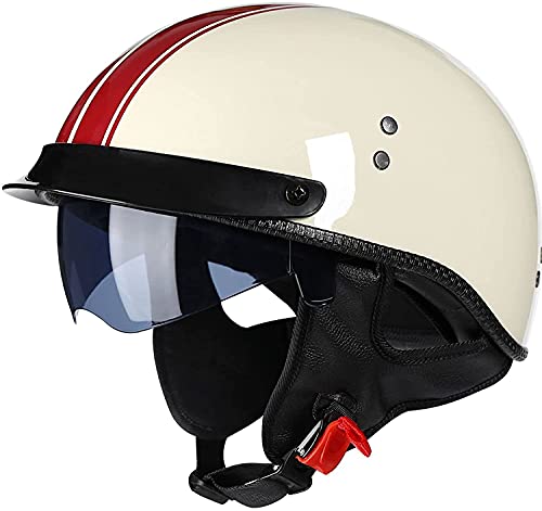 CFZWJ Retro Halbschale Jet Motorrad-Helm Mit Sonnenblende ECE-Zertifiziert Unisex für Scooter Cruiser Chopper Moped Half Face Helm CFZWJ Retro Halbschale Jet Motorrad-Helm Mit Sonnenblende ECE-Zertifiziert Unisex für Scooter Cruiser Chopper Moped Half Face Helm von CFZWJ