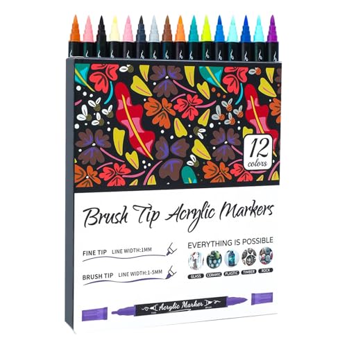 CGACCSD Acrylfarbenmarker, Stoffmarker | wasserfeste Stifte und Markierungen mit weicher Pinselspitze mit doppelter Spitze, der zweifarbige Lehrer muss Vorräte haben von CGACCSD