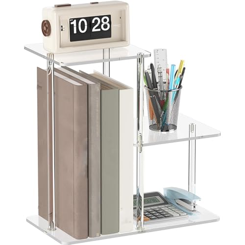 CGACCSD Beistelltisch aus Acryl, 3 Ebenen aus Glas, kleiner Nachttisch | Transparentes Möbel für Eingangsbereich, Büro, Flur, Wohnzimmer, Schlafzimmer und Arbeitsbereich von CGACCSD