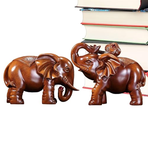 CGACCSD Elefantendekor aus Holz, Elefant aus Holz, handgeschnitzte Elefantenstatue, dekorative Figurenskulptur für Schreibtisch, Schreibtisch, Schreibtisch, Schlafzimmerregal von CGACCSD