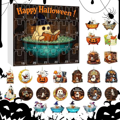 CGACCSD Halloween Adventskalender, 24 Tage Lese-Geist Adventsdekoration, 2D Acryl Halloween Dekoration für Kamindekoration und Baumdekoration im Innenbereich von Zuhause CGACCSD Halloween Adventskalender, 24 Tage Lese-Geist Adventsdekoration, 2D Acryl Halloween Dekoration für Kamindekoration und Baumdekoration im Innenbereich von Zuhause von CGACCSD