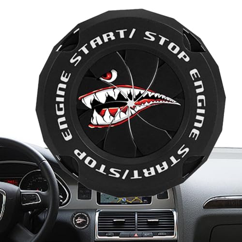 CGACCSD Motorstartabdeckung, Druckabdeckung für Auto,Start -Stopp -Taste -Abdeckung - Hai Design ative Rotary Zündstop Aufkleber für Rad Dashboard Key FOB Rocker von CGACCSD