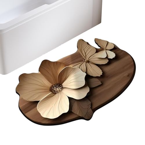 CGACCSD Schmetterlingsteppich für Badezimmer, Schmetterlingsteppich – Schlafzimmerteppich | realistische 3D-Modelle Blume Butfly Rapis für den Innenbereich, kein Verrutschen für Badezimmer von CGACCSD