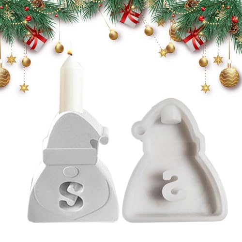 CGACCSD Silikonform für Weihnachten, kreative Silikonform - Weihnachtsmann-Harz-Kerzenform | Wiederverwendbarer Kerzenhalter mit leicht zu lösenden Buchstaben für Seife und Kuchen von CGACCSD