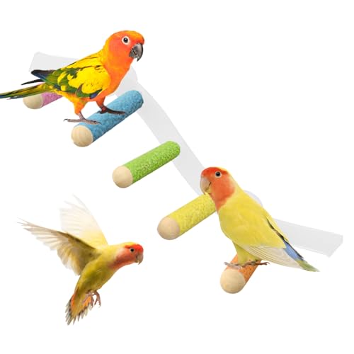 CGACCSD Sitzstange für Vögel, Platz zum Klettern und Position für Wellensittiche, rutschfeste Sitzstange mit Saugnäpfen für Vogelkäfig, Verwendung im Innen- und Außenbereich von CGACCSD