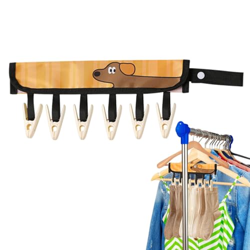 CGACCSD Sockenclip, Unterwäscheklammer | Faltbare tragbare Hangle mit 6 Clips zum Trocknen – niedliche multifunktionale Wäscheklammern für das Handtuch von CGACCSD