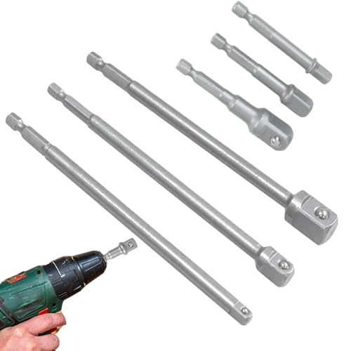 CGACCSD Stecknuss Adapter für Bohrmaschine, Leitersockel Adapter - 1/4 Zoll 1/2 Zoll 3/8 Zoll Metalltreiber Stecknuss Adapter - 6x Bohreranschlüsse, Zubehör von CGACCSD