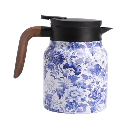 CGACCSD Teekanne mit Blumenmuster, Teekessel mit Blumenmotiv | Thermokanne aus Edelstahl mit integriertem Filter | heiße Kaffeekanne, praktische Teekanne aus Edelstahl zur Dekoration von CGACCSD