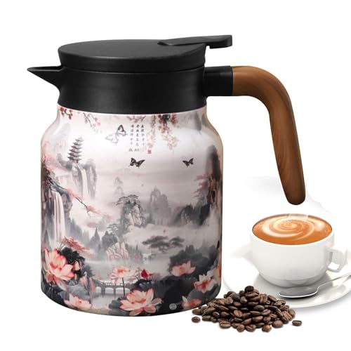 CGACCSD Teekanne mit Blumenmuster, Teekessel mit Blumenmuster, Thermokocher mit integriertem Filter – heiße Kaffeemaschine, praktische Teekanne aus Edelstahl für die Heimdekoration im Wohnzimmer von CGACCSD
