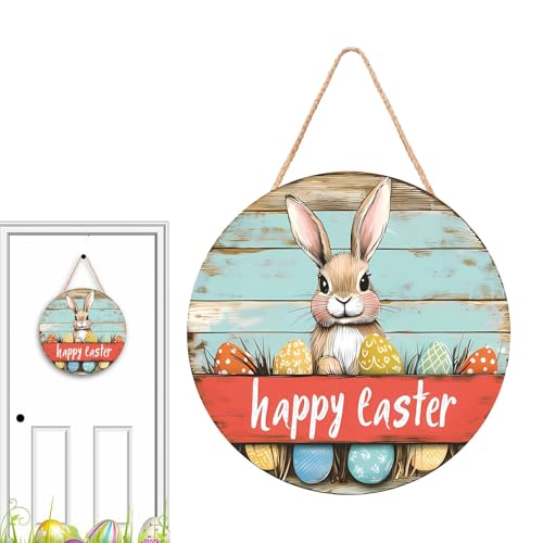 CGACCSD Türhänger Frohe Ostern,Osterhasen Türdeko | Hasen Deko Holzschild für Haustür - Frühlingshasen Deko von CGACCSD