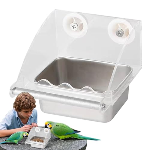 CGACCSD Vogelkäfig-Futterspender | Transparenter Vogelfutterautomat Indoor-Käfig - rutschfeste Halterung Edelstahlschale Für Sittiche Nymphensittiche Garten Terrasse Balkon CGACCSD Vogelkäfig-Futterspender | Transparenter Vogelfutterautomat Indoor-Käfig - rutschfeste Halterung Edelstahlschale Für Sittiche Nymphensittiche Garten Terrasse Balkon von CGACCSD
