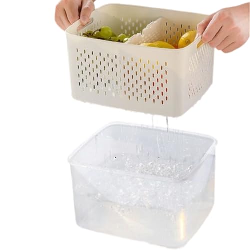 CGACCSD Vorratsdose für Salat, Kühlschrank, Aufbewahrung von Obst und Gemüse, Lebensmittelbox mit Drainage und Fächern für Mahlzeiten zu Hause, Picknick Reste von CGACCSD