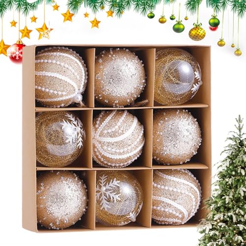 CGACCSD Weihnachtskugel-Set, Weihnachtsschmuck Set | 9 x Weihnachtsbaumkugel-Ornament-Set Gold – 3,15 Zoll Innendekoration, leichter Urlaubsanhänger CGACCSD Weihnachtskugel-Set, Weihnachtsschmuck Set | 9 x Weihnachtsbaumkugel-Ornament-Set Gold – 3,15 Zoll Innendekoration, leichter Urlaubsanhänger von CGACCSD