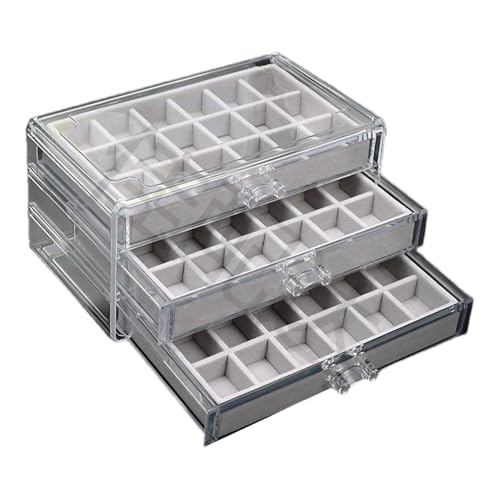 Vitrine mit Edelsteinen, Sammelbox aus transparentem Acryl, mit 54 Fächern, Sammelbox für transparente Acrylsteine mit 3 Schichten, Schmuck-Organizer von CGACCSD