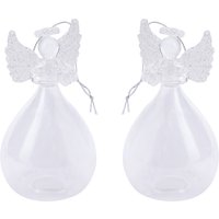 2Er Set Glas Silber Herz Hängende Engel Mit Weißer Feder Geschenk Box Weihnachten Für Zuhause von CGBGiftware