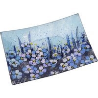 Großer Rechteckiger Floraler Dekorativer Teller | Glaswaren Blaue Blumen Geschenkbox Geschenk Für Zuhause von CGBGiftware