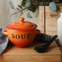 Orange Keramik Suppenschüssel Mit Löffel Und Geschenkbox Winter-Küchendekor | Gemütliches Essen von CGBGiftware