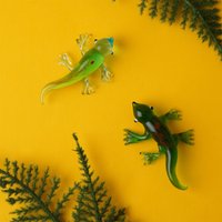 Set Von 2 Glas Gecko Ornamenten | Farben Blau Und Grün Geschenkbox Geschenk Für Alle von CGBGiftware