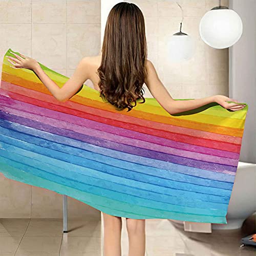 CGBNDS Strandtücher Regenbogen Badetuch 100x200cm microfaser Handtuch Tragbar Ultraleicht und Schnelltrocknend Ideal als Reisetuch, Saunatuch, Badetuch,Picknick Yoga Decke von CGBNDS