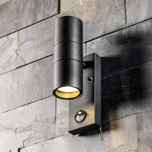 CGC Lighting Außenwandleuchte IP44 mit PIR Bewegungsmelder GU10 oben und unten (schwarz) von CGC Lighting