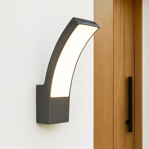 CGC Lighting LED-Außenwandleuchte, 4000 K, Naturweiß, integrierter opaler LED-Diffusor, wasserdichte Beleuchtung (Grau) von CGC Lighting