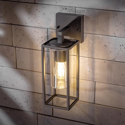 CGC Lighting Wandleuchte für den Außenbereich, Garten, Veranda, Terrasse, Wintergarten, Tür, Landhaus, Schwarze moderne, E27 max 20w LED (RUNTER) von CGC Lighting