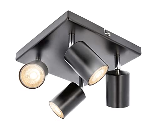 CGC Quadratischer schwarzer vierköpfiger GU10-Deckenstrahler Deckenleuchte Chrom Winkel verstellbare Köpfe LED von CGC Lighting