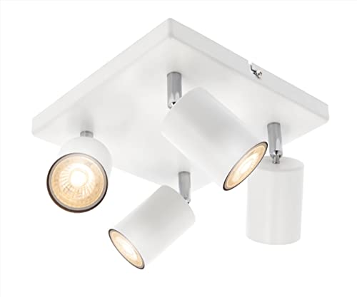 CGC Quadratischer weißer vierköpfiger GU10-Deckenstrahler Deckenleuchte Chrom Winkel verstellbare Köpfe LED CGC Quadratischer weißer vierköpfiger GU10-Deckenstrahler Deckenleuchte Chrom Winkel verstellbare Köpfe LED von CGC Lighting