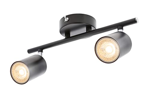 CGC Schwarze Doppel-2-Spot-Köpfe, runde Deckenleuchte, Chrom, winkelverstellbar, LED von CGC Lighting