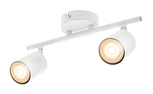CGC Weiße Doppel-2-Spot-Köpfe, runde Deckenleuchte, Chrom, winkelverstellbar, LED von CGC Lighting