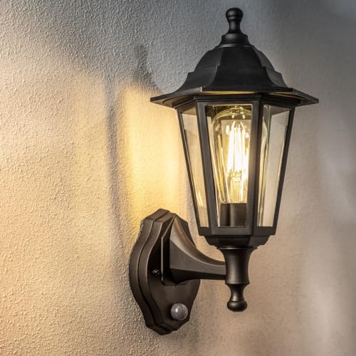 CGC YASMIN - Schwarze Außenwandleuchte im traditionellen Stil mit Bewegungssensor von CGC Lighting