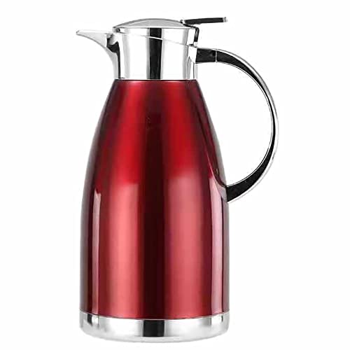 Isolierter Thermokrug, doppelwandige Edelstahl-Wärmflasche für Zuhause, Büro und Hotel, ideal für Kaffee, waschbar ohne BPA, braun, 1,8 l (Weinrot 2,3 l) von CGCSYZ
