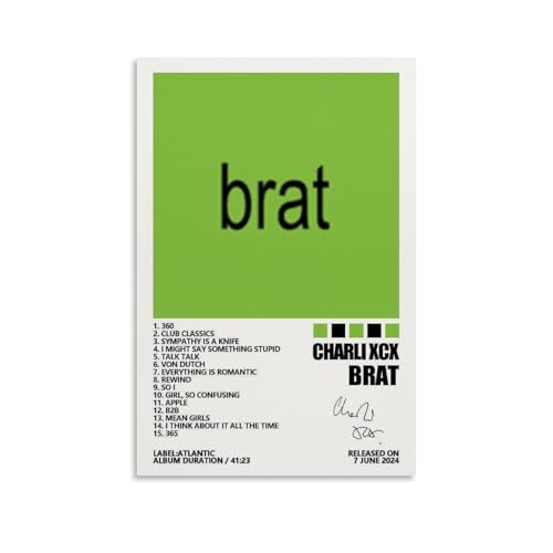 Brat-Charli XCX Wasserfestes Leinwand-Poster, Wandkunst, HD-UV-beständiger Druck, geeignet für Wohnzimmer und Flur, ein tolles Geschenk, ungerahmt, 40 x 60 cm von CGHSDJ