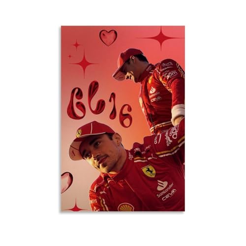 Charles Leclerc Wasserfestes Leinwand-Poster, Wandkunst, HD-UV-beständiger Druck, geeignet für Wohnzimmer und Flur, ein tolles Geschenk, ungerahmt, 60 x 90 cm von CGHSDJ