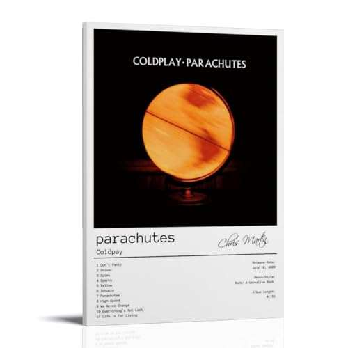 Coldplay Wasserfestes Leinwand-Poster, Motiv: Fallschirme, Wandkunst, HD-UV-beständiger Druck, geeignet für Wohnzimmer und Flur, ein tolles Geschenk, Rahmenstil, 30 x 45 cm von CGHSDJ