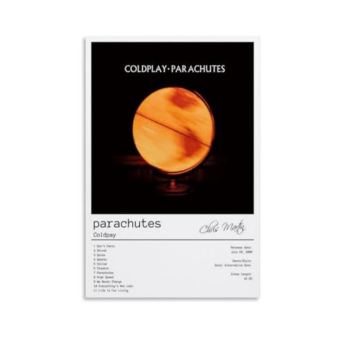Coldplay Wasserfestes Leinwand-Poster, Motiv: Fallschirme, Wandkunst, HD-UV-beständiger Druck, geeignet für Wohnzimmer und Flur, ein tolles Geschenk, ungerahmt, 40 x 60 cm von CGHSDJ
